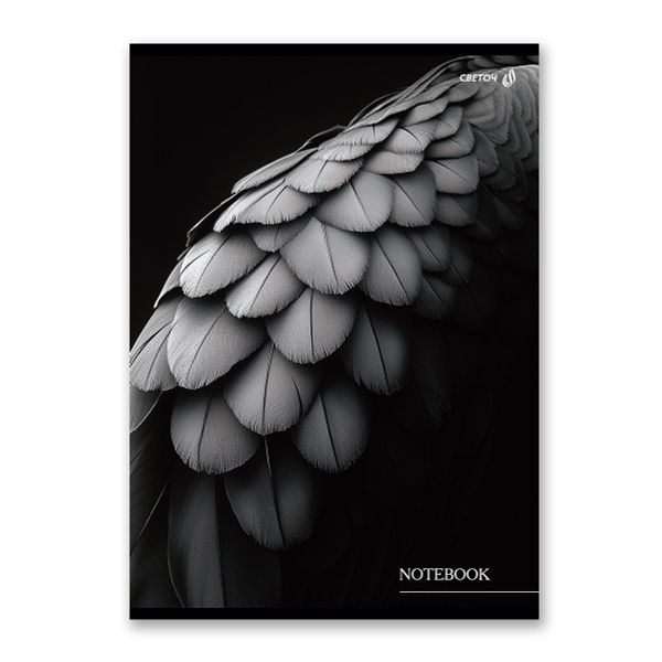 Тетрадь ученическая общая, выборочный лак, A4 80 л. на скобе 65 г/м², белизна 100 %, 6 шт, клетка, 01350 Чёрные крылья, Светоч Т155