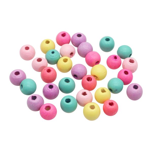 Бусины дерево ⌀12 мм, цветной микс, 18 г, Astra&Craft, Светлый микс