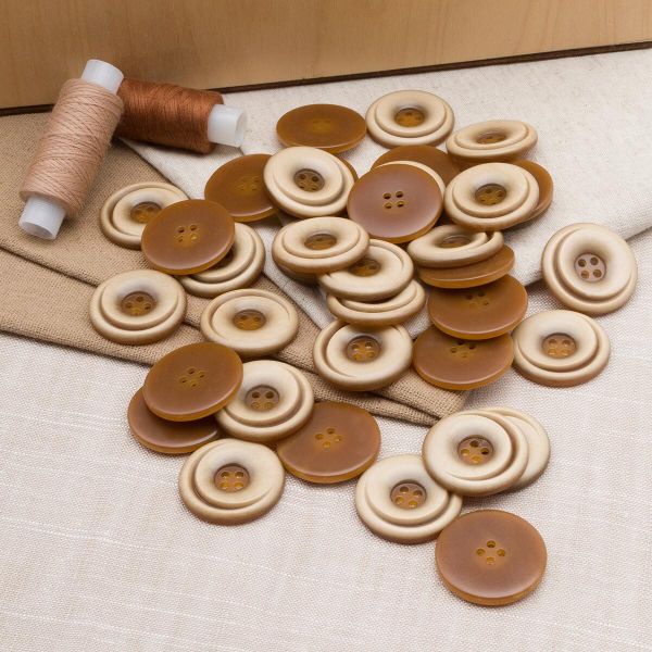 Пуговицы 4 прокола 46L=30 мм, пластик (имитация дерева), col.C светло-коричневый, 36 шт, CN2821