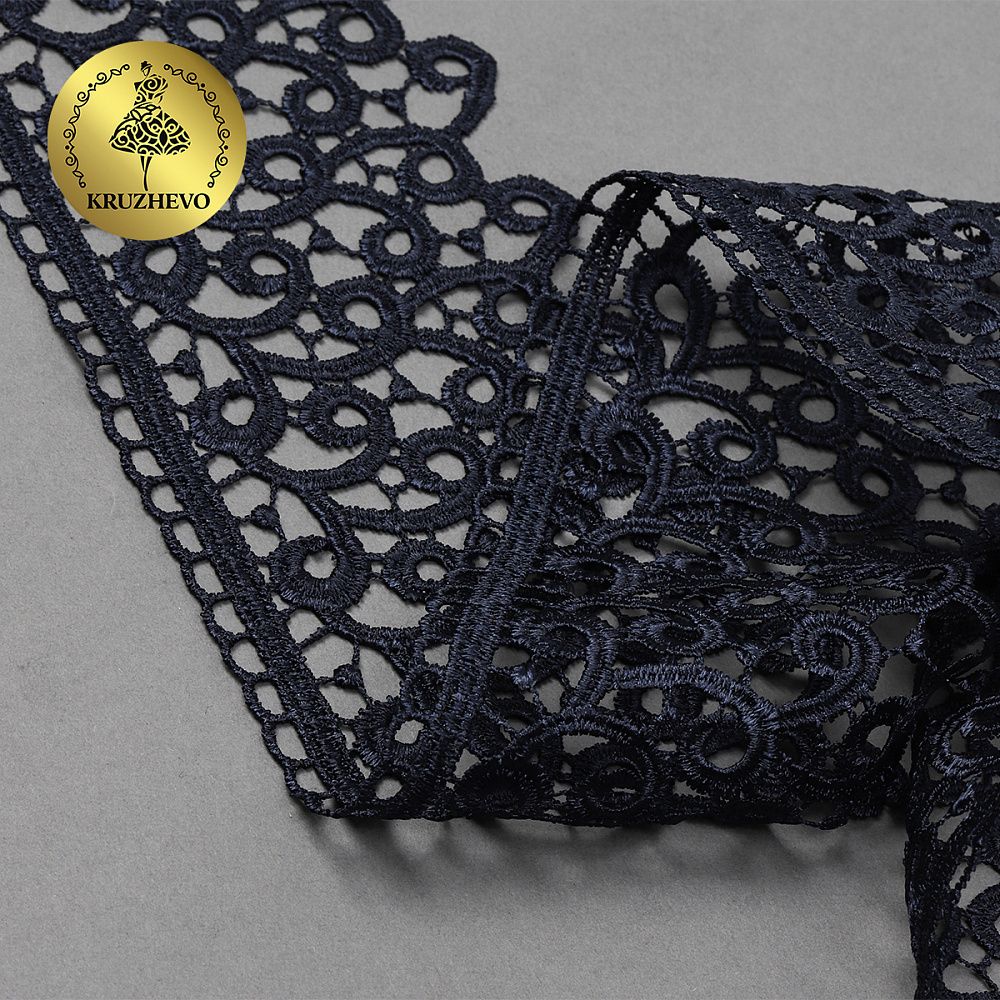 Кружево гипюр (плетёное) 80 мм, TR.8G8386, 01 т.синий, 12м, Kruzhevo