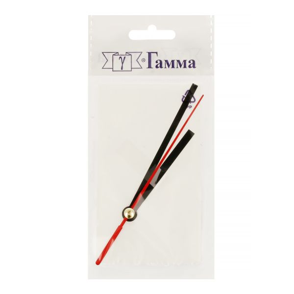 Стрелки для часовых механизмов (часовая/минутная/секундная) ЧМС, 5 шт, 68/96/92 мм, (черный/красный), ЧМС