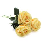 Цветы искусственные Роза Вельвет 50см из 3 шт, Св. желтый /TOS/
