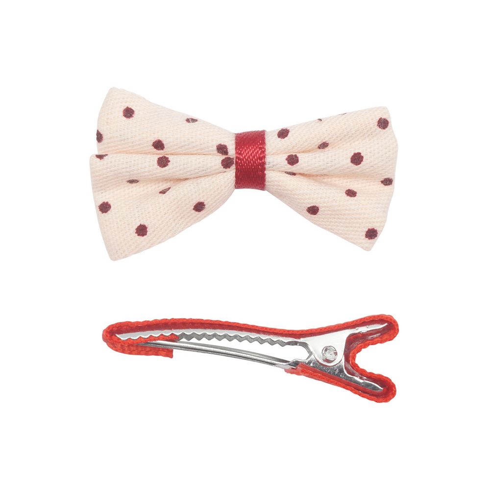 Набор Б-002 мини бантик+заколка 35мм/35мм (бежевый/красный) 29353