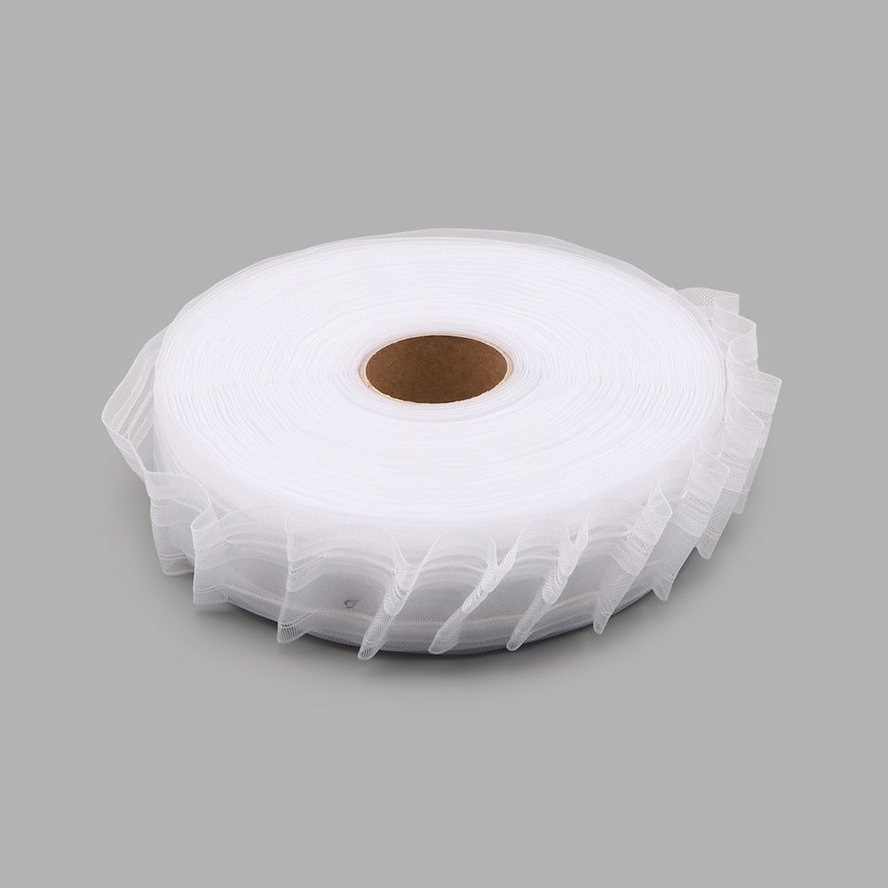 Лента (тесьма) шторная: сборка косая (правый наклон) (1:2) 50 мм / 50 метров, прозрачная