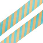 Лента атласная с рисунком 25.0 мм / 3 метра, Диагональ (желто-голубой), Globus