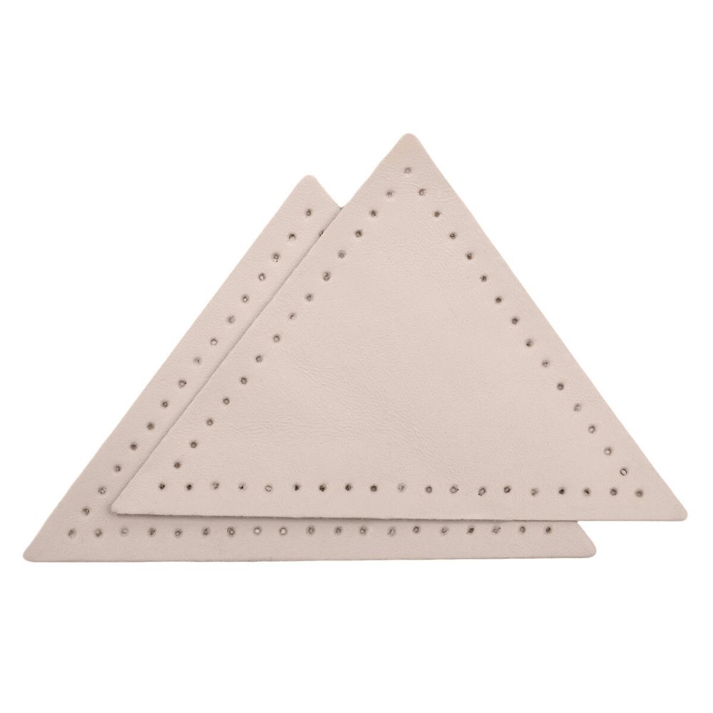Заплатки пришивные из кожи, треугольник равнобедр., стор. 8см, с перфорацией, 2 шт, 100% кожа, 06 бежевый, 9903
