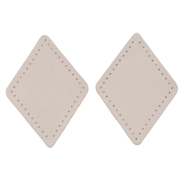 Заплатки пришивные из кожи, ромб 6х8,4см с перфорацией, 2 шт, 100% кожа, 06 бежевый, 9115