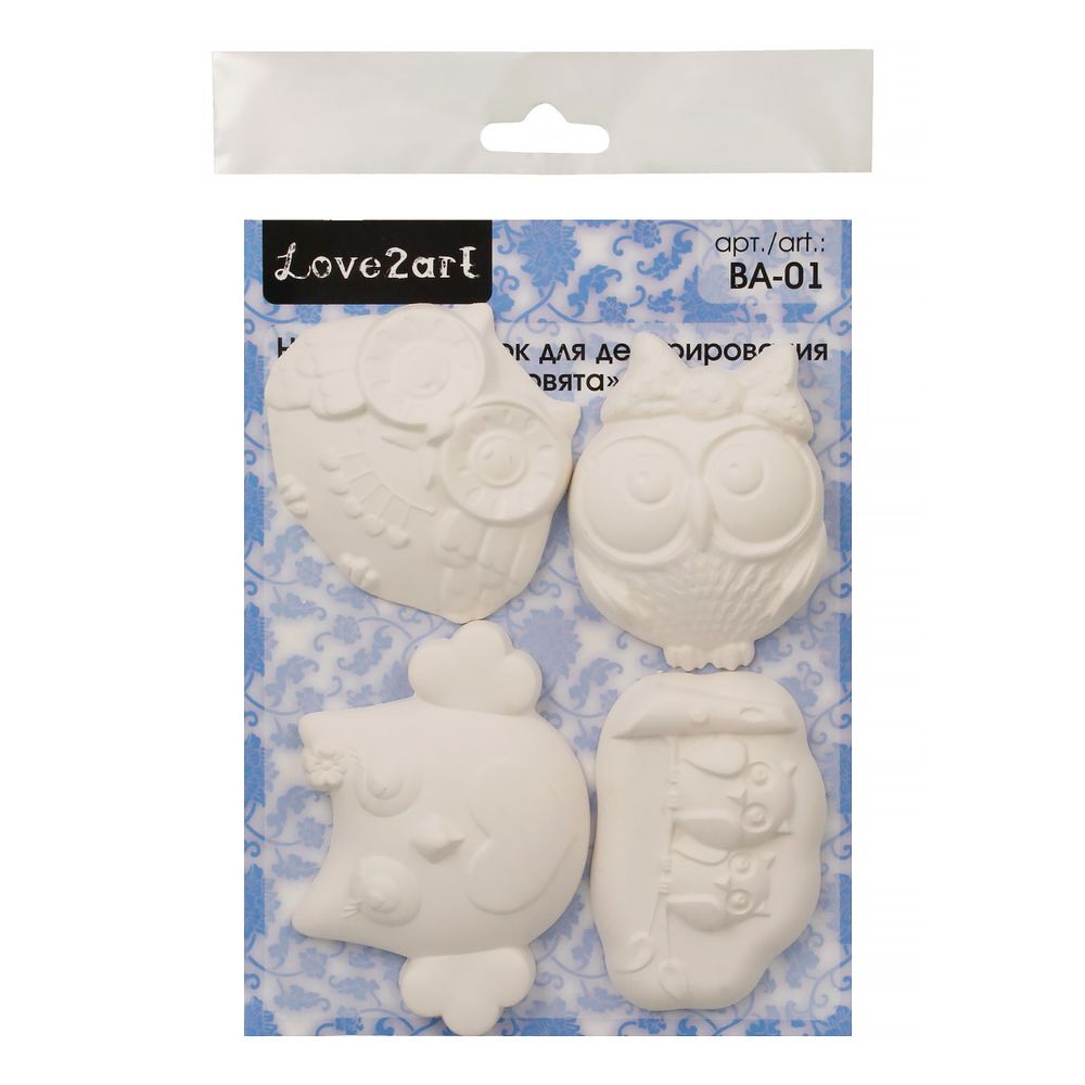 Заготовка гипсовая (набор) Совята, 5х8 ±2 см, 4 шт, Love2art ВА-01