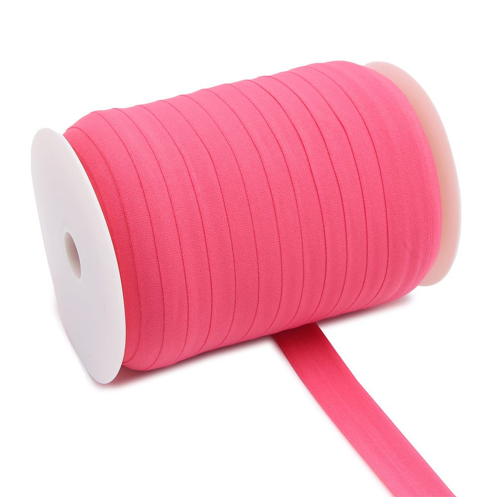 Косая бейка трикотажная 20 мм / 100 метров, т.розовый