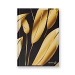 Бизнес-блокнот, мат. лам. + тис. золотой фольгой, тониров. блок, евроформат 64 л. 24 шт, французская клетка, Золотые листья 01155, Светоч ББ97