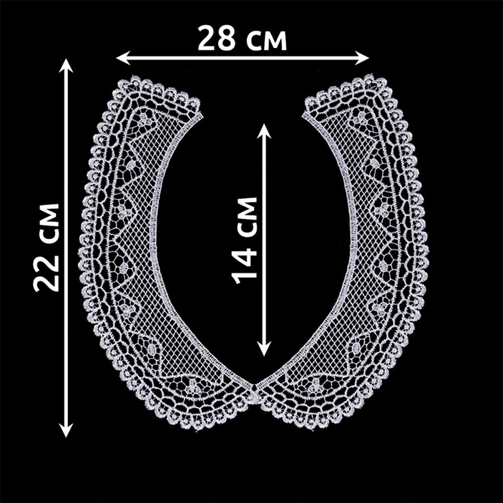 Пришивной кружевной воротник гипюр арт.TR.12GY82 21х6см цв.01 белый уп.50 комп, Kruzhevo