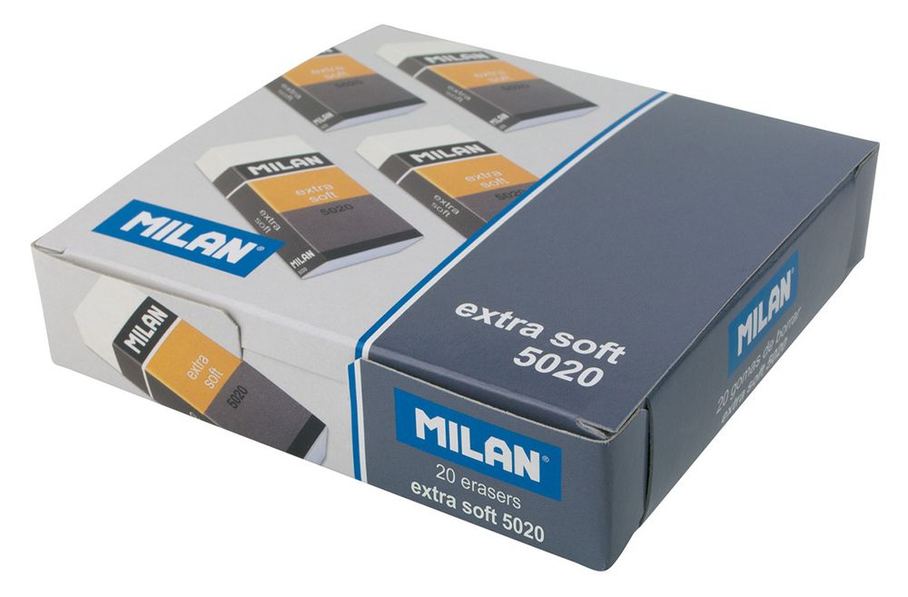 Ластик Extra soft 5020 с карт. держателем 6.1х2.3х1.2 см, 20 шт, CPM5020 экстра-мягкий, беспылевой, Milan