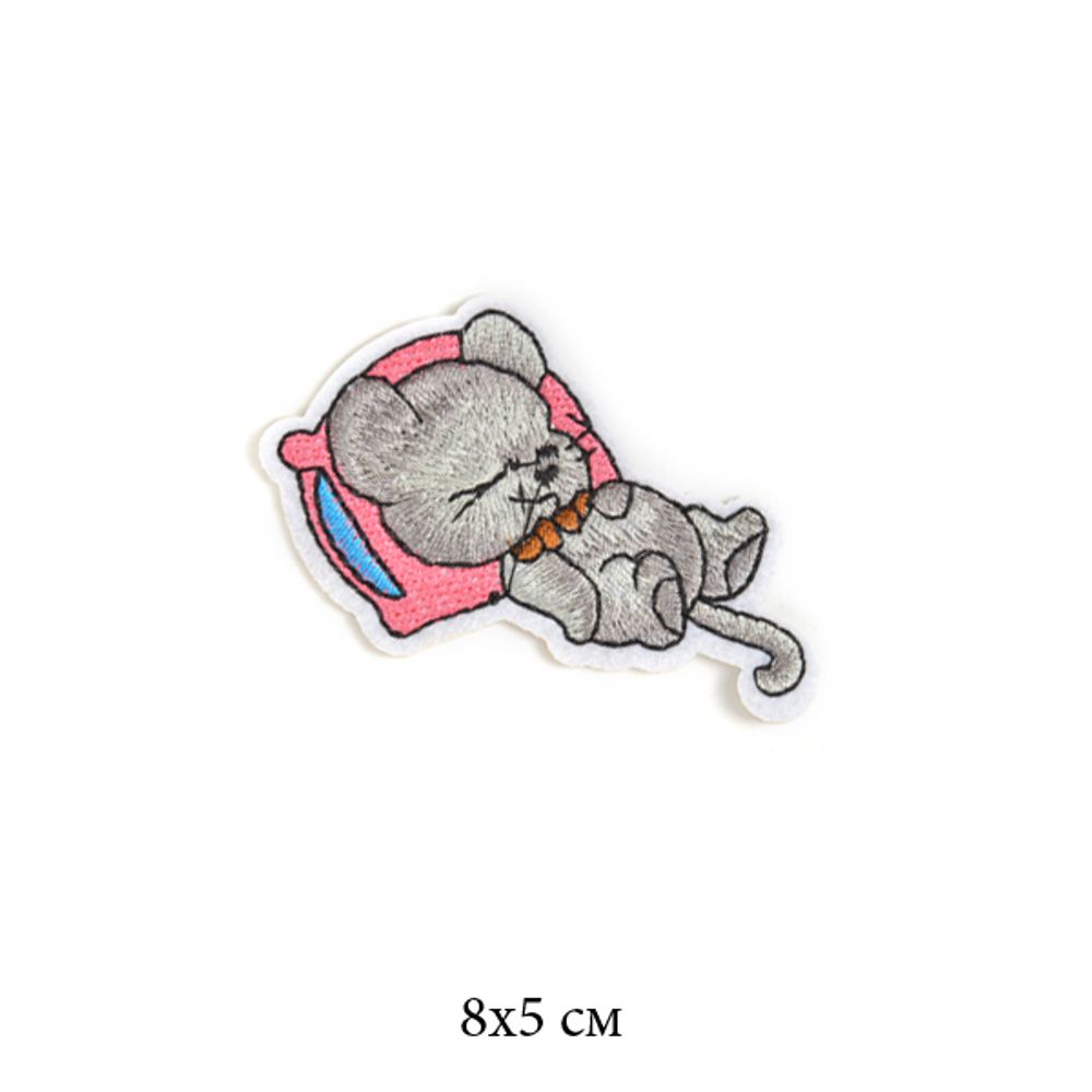 Термоаппликация арт.2155 Мышонок на подушке 8х5см 10 шт