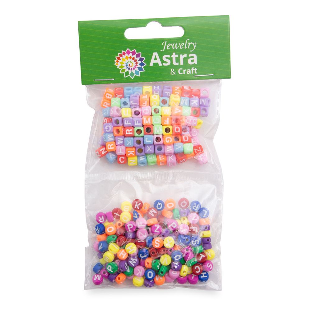 Бусины Разноцветный алфавит, пластик, 2х20гр Astra&amp;Craft, CN2038-6589