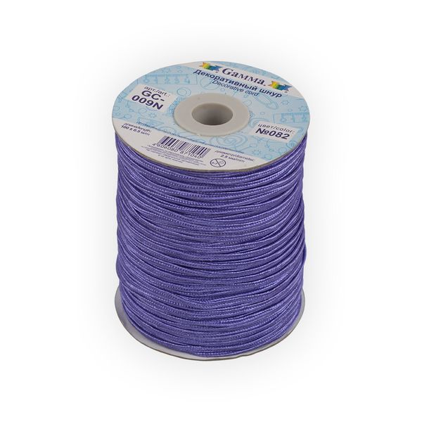 Шнур сутажный ⌀2.5 мм, 100 м,±0.5 м, 082 фиолетовый, Gamma GC-009N