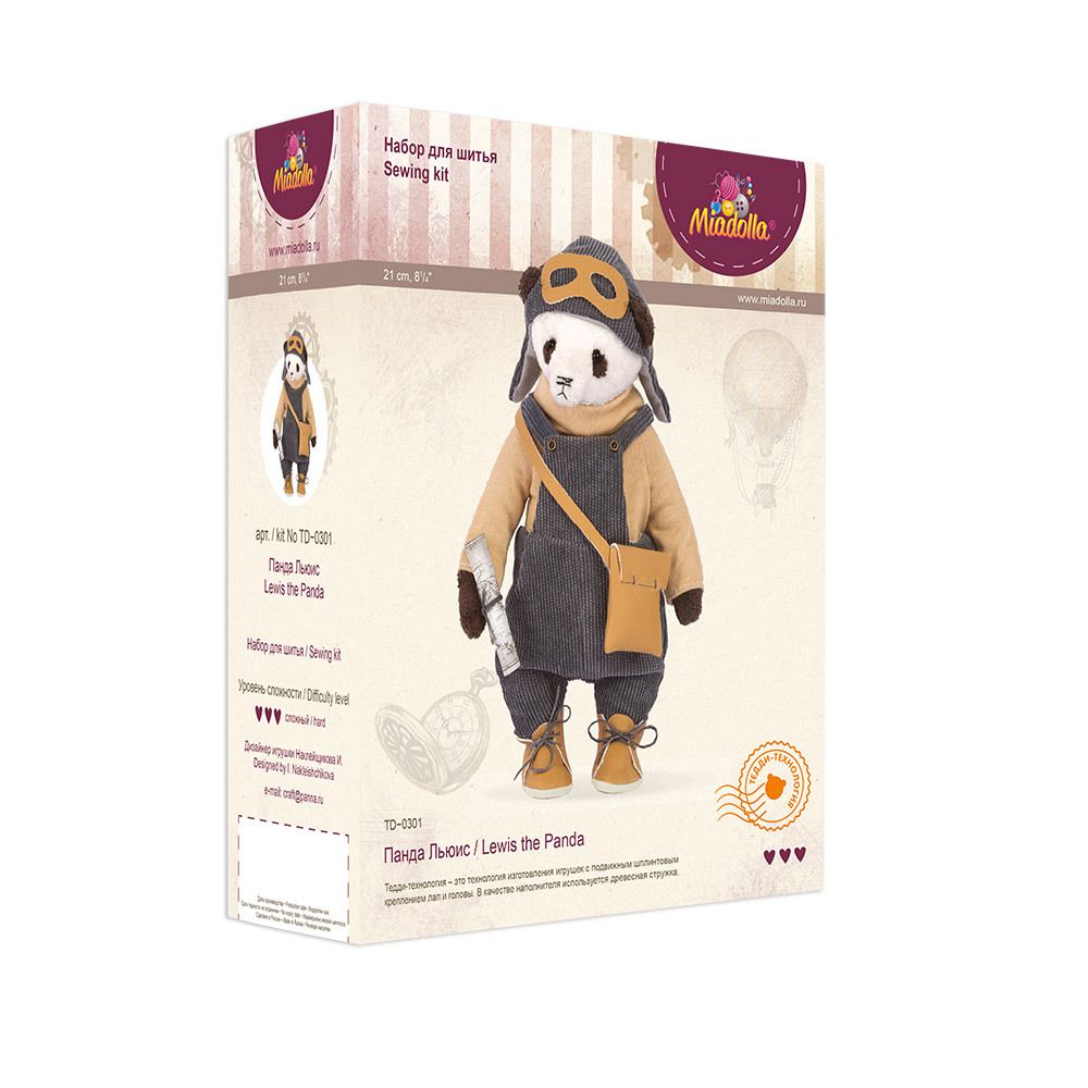 Набор для шитья игрушки Панда Льюис 21 см, Miadolla TD-0301