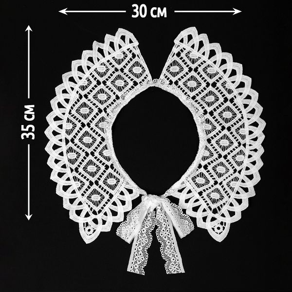 Накладной кружевной воротник 30х35 см, матовая нить Kruzhevo TBY.13/191, цв.белый уп.1шт