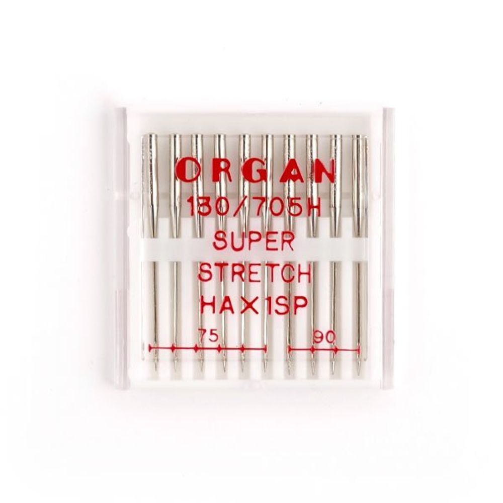 Иглы Organ, супер стрейч №75-90 для бытовых швейных машин, уп. 10 игл