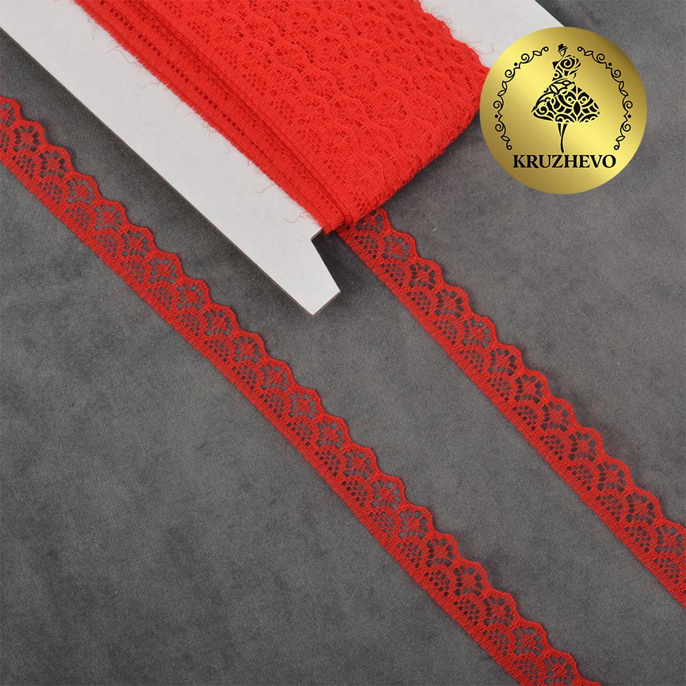 Кружево отделочное в стиле "трикотаж" 12 мм / 9.14 метров, TBY 150-2, цв.03 красный