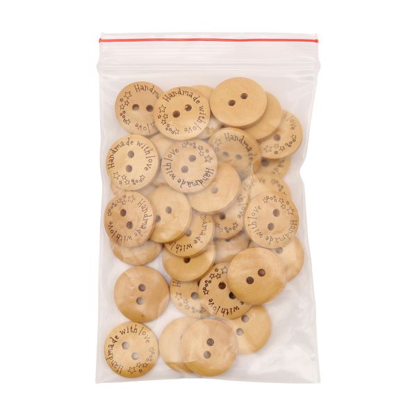 Пуговицы на 2 прокола Handmade 28L (18мм), дерево (Yellow (желтый)), W21, 36 шт