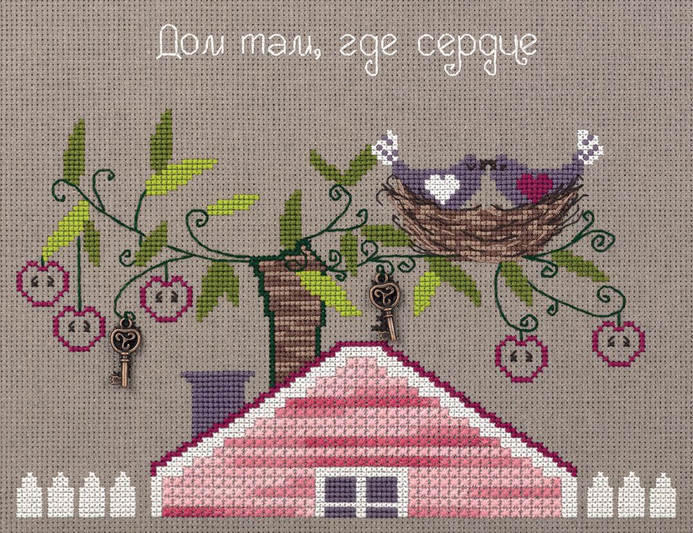 Набор для вышивания нитками Panna, Родное гнездышко, 23х18,5 см