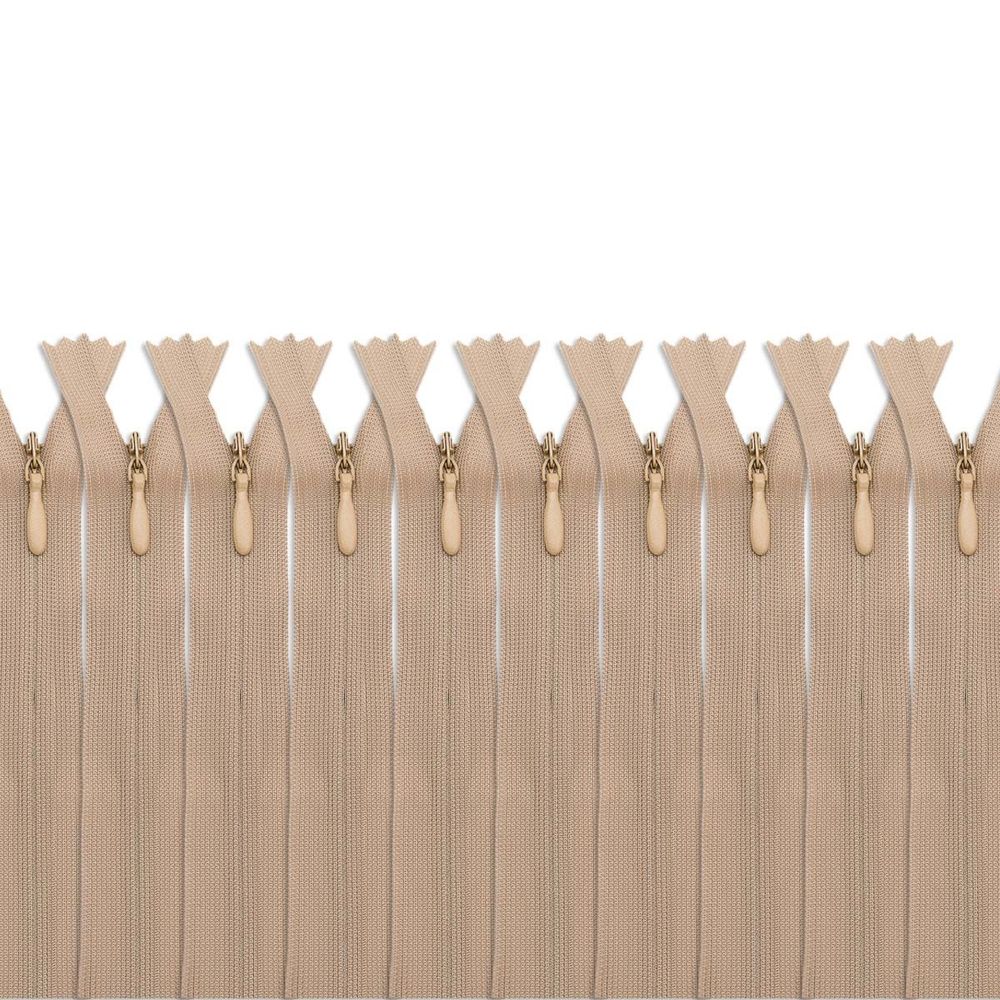 Молния потайная (скрытая) Т3 (3 мм) 1 зам., н/раз., 50 см, зол. беж, 31307 / 50, 10 шт