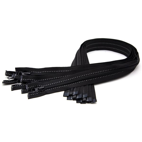 Молния спираль (витая) Т5 (5 мм) 1 зам., разъем., 80 см, светоотражающая, цв. черный, 5 шт