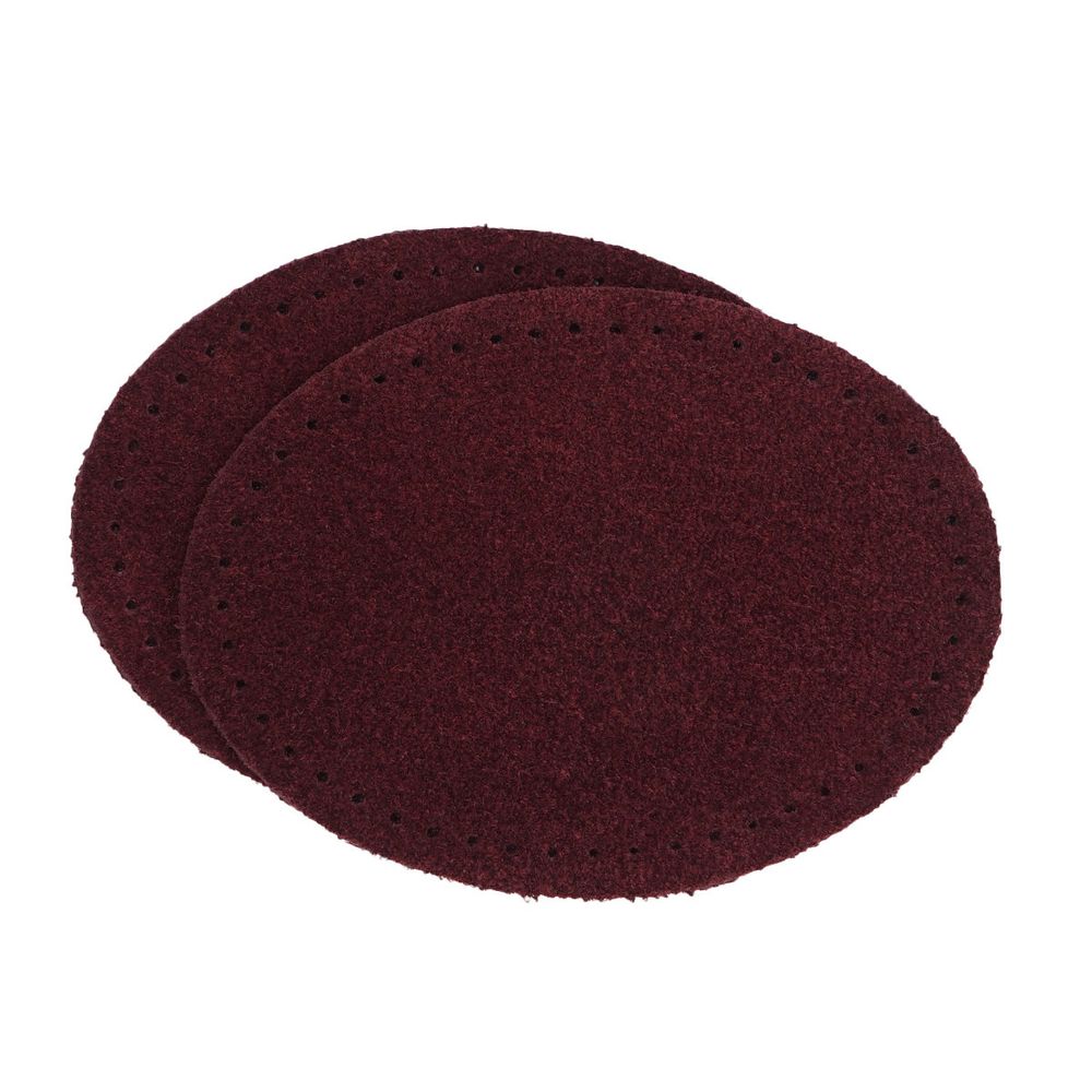 Заплатки пришивные из замши, овал 6х8,2см с перфорацией, 2 шт, 100% кожа, 31 бордовый, 59114