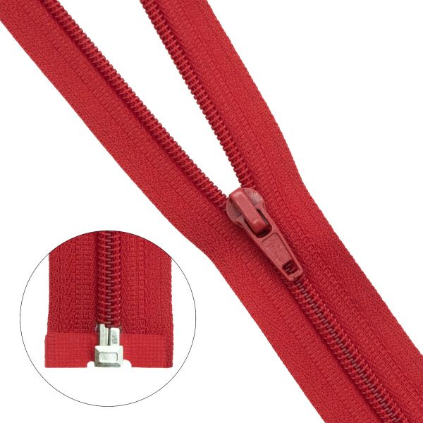 Молния спираль (витая) Т5 (5 мм) 1 зам., разъем., 85 см, 519 красный, 10 шт