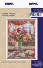 Набор для вышивания нитками Panna, Окно в Париж, 25х33 см