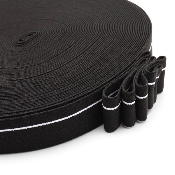 Резинка для мужских трусов и боксеров 30.0 мм / 25 метров, тканая мягкая, 21 г/м, черный/белый полоса