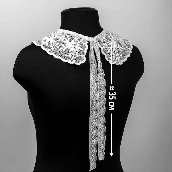 Накладной кружевной воротник 30х35 см, матовая нить Kruzhevo TBY.13/190, цв.белый уп.1шт