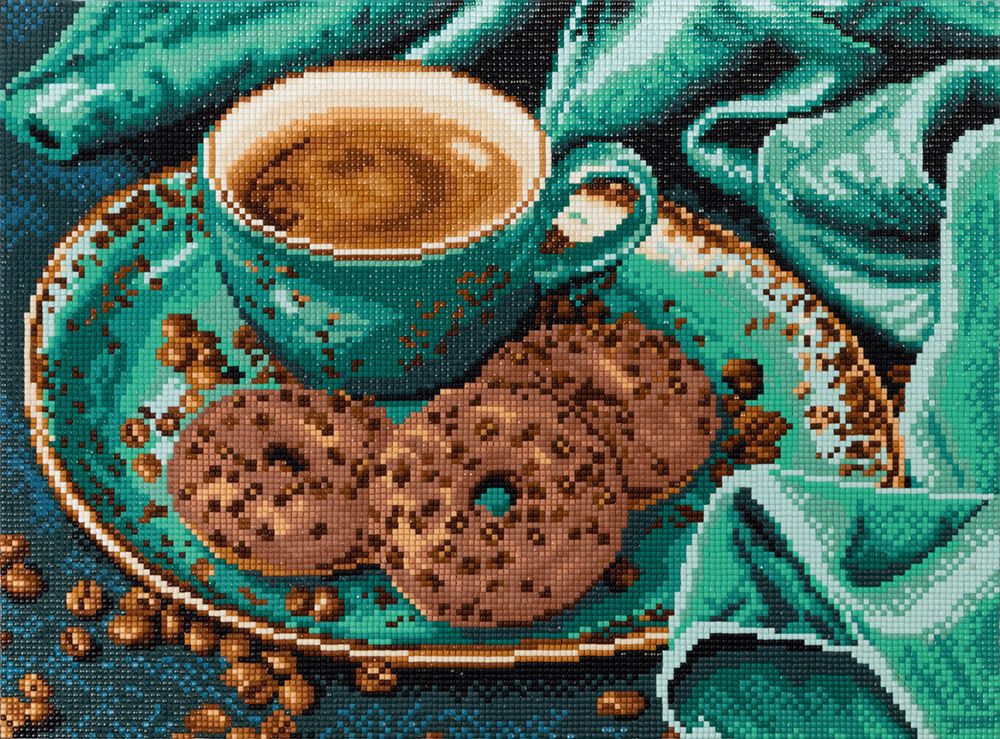 Алмазная (кристальная) мозаика Фрея, на подрамнике Кофе-тайм, 40х30 см