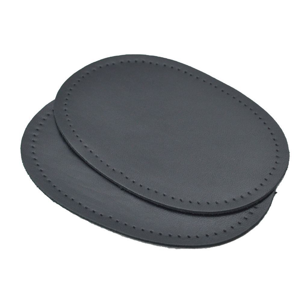 Заплатка, кожа, овал средний 10х14см с перфорацией, 2 шт в уп, 100% кожа, 01 черный