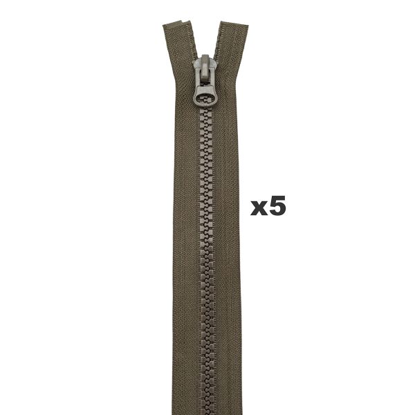 Молния трактор Т8 (8 мм) 2 зам., разъем., 70 см, 078 т.хаки, 5 шт