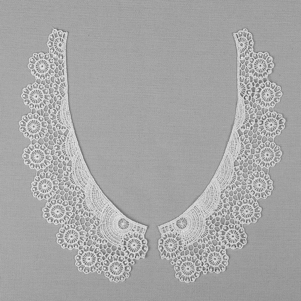 Пришивной кружевной воротник гипюр арт.TR.12599 21х6см цв.01 белый уп.50 комп, Kruzhevo