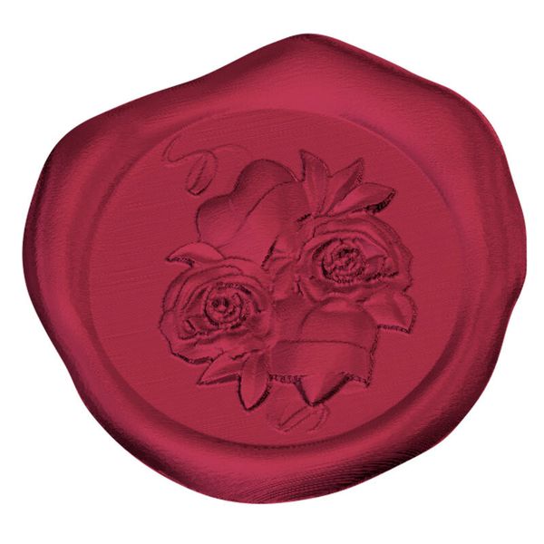 Печать для сургуча Свадебная №8 Роза и два сердца 25мм, HappyClay Р-272