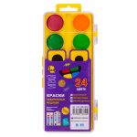 Краска акварель Лео Играй медовые, без кисти (двухъярусная) LPW-0324 24 цв, 12 класс. + 6 флуор+6 перлам