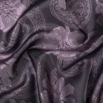 Ткань подкладочная (таффета) с рисунком 96 г/м², 100х145 см, 121 т.фиолетово-розовый (огурцы, цветы), Gamma JTR