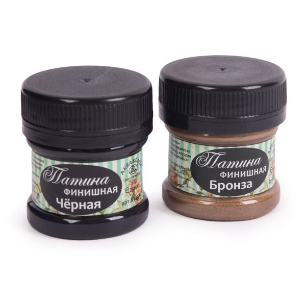 Набор Патина финишная 2 цв. 50 мл, К34371 2: бронза, чёрная, Аква-колор