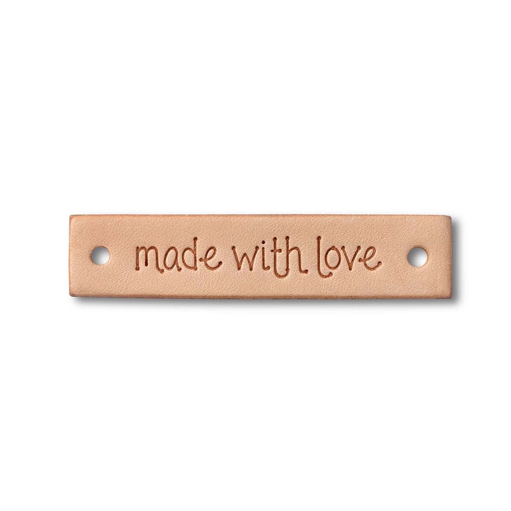 Этикетка кожа "made with love" прямоуг.1шт, Prym