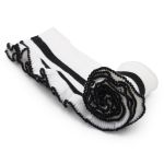 Подвяз (довяз) трикотажный с рюшами 6см, 1 метр, белый с черной полосой