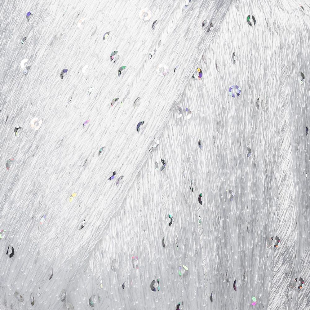 Пряжа Люблю вязать Пайетки / уп.2 мот. по 50 г, 260 м, 174 белый/AB серебро