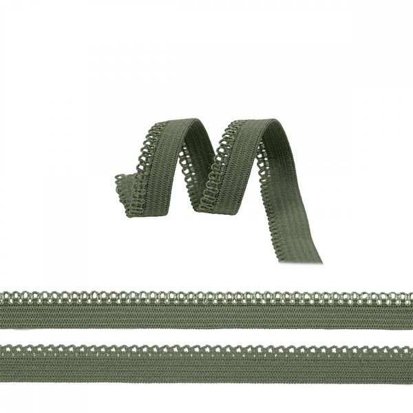 Резинка бельевая (ажурная) 10.0 мм / 1000 метров, RB03 хаки S567