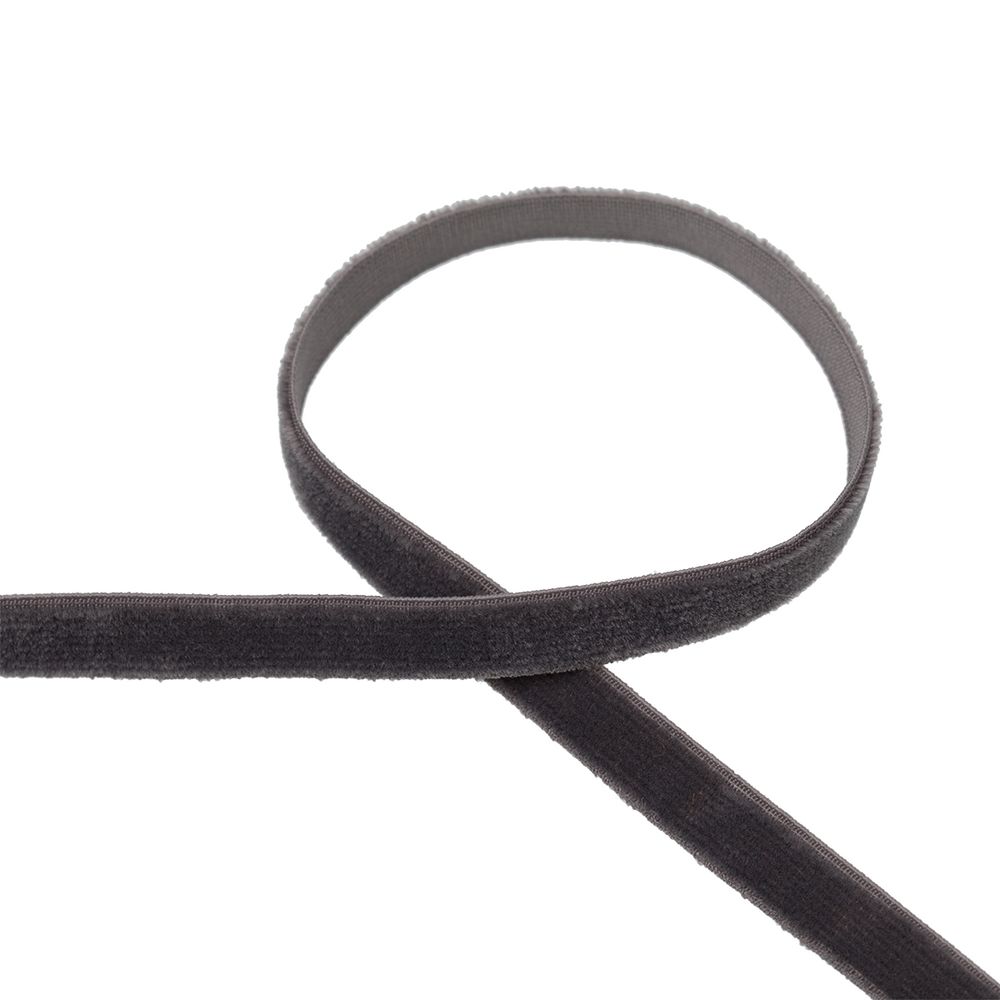 Лента бархатная (тесьма) эластичная 6.0 мм / 16.5±0.5 метра, №602 (18-3906) т.серый, Blitz VRE-06