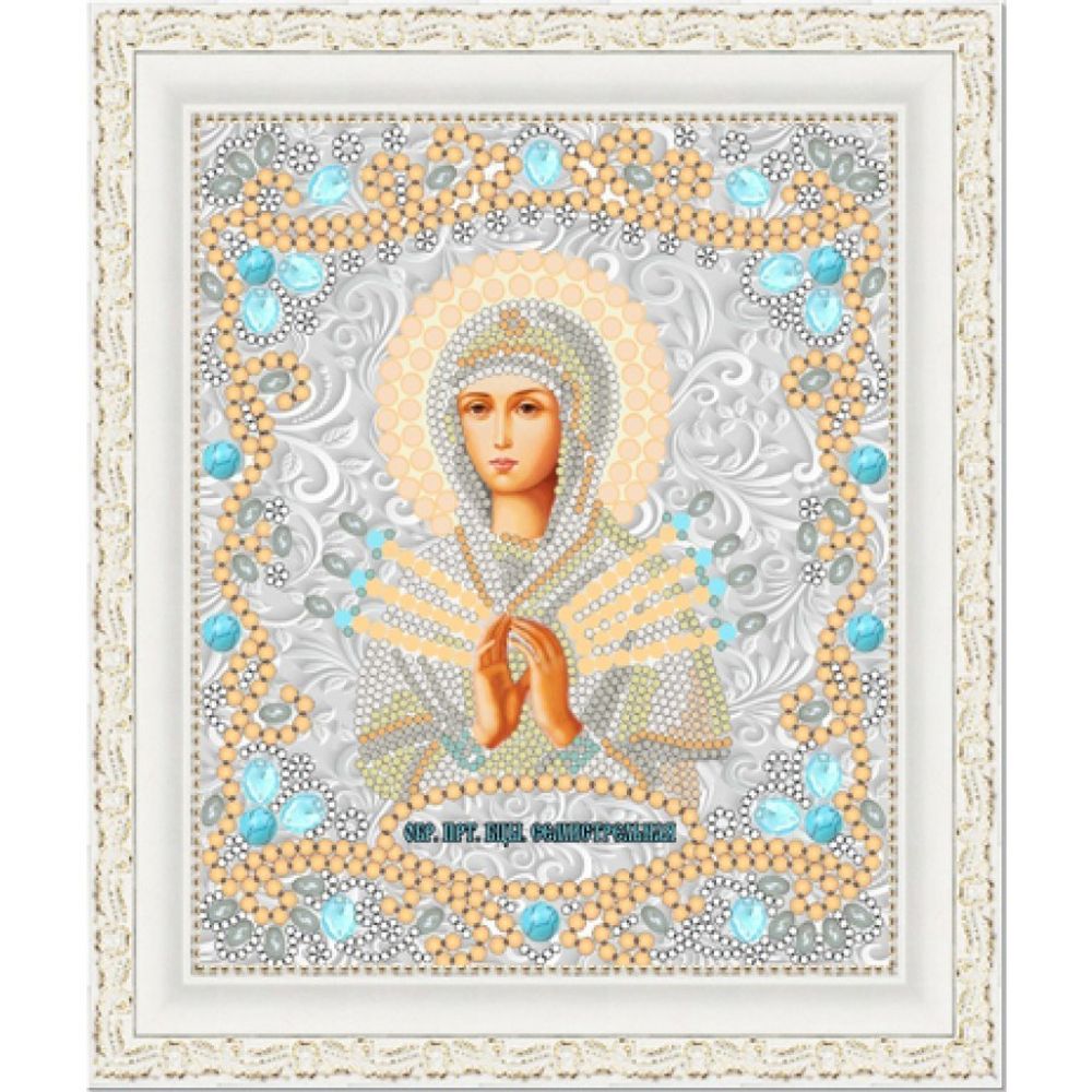 Рисунок для вышивания бисером Конек (ткань), 7120 Богородица Семистрельная 15х18 см