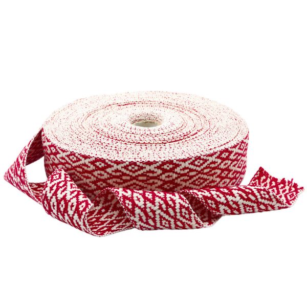 Лента для поясов 50 мм / 25 метров, рис. 9547 (белый/красный) С3798Г17