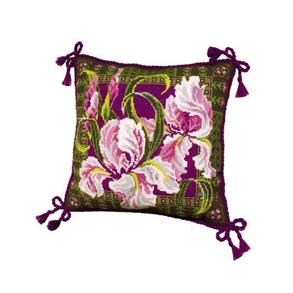 Набор для вышивания нитками Риолис, подушка Ирисы, 40х40 см