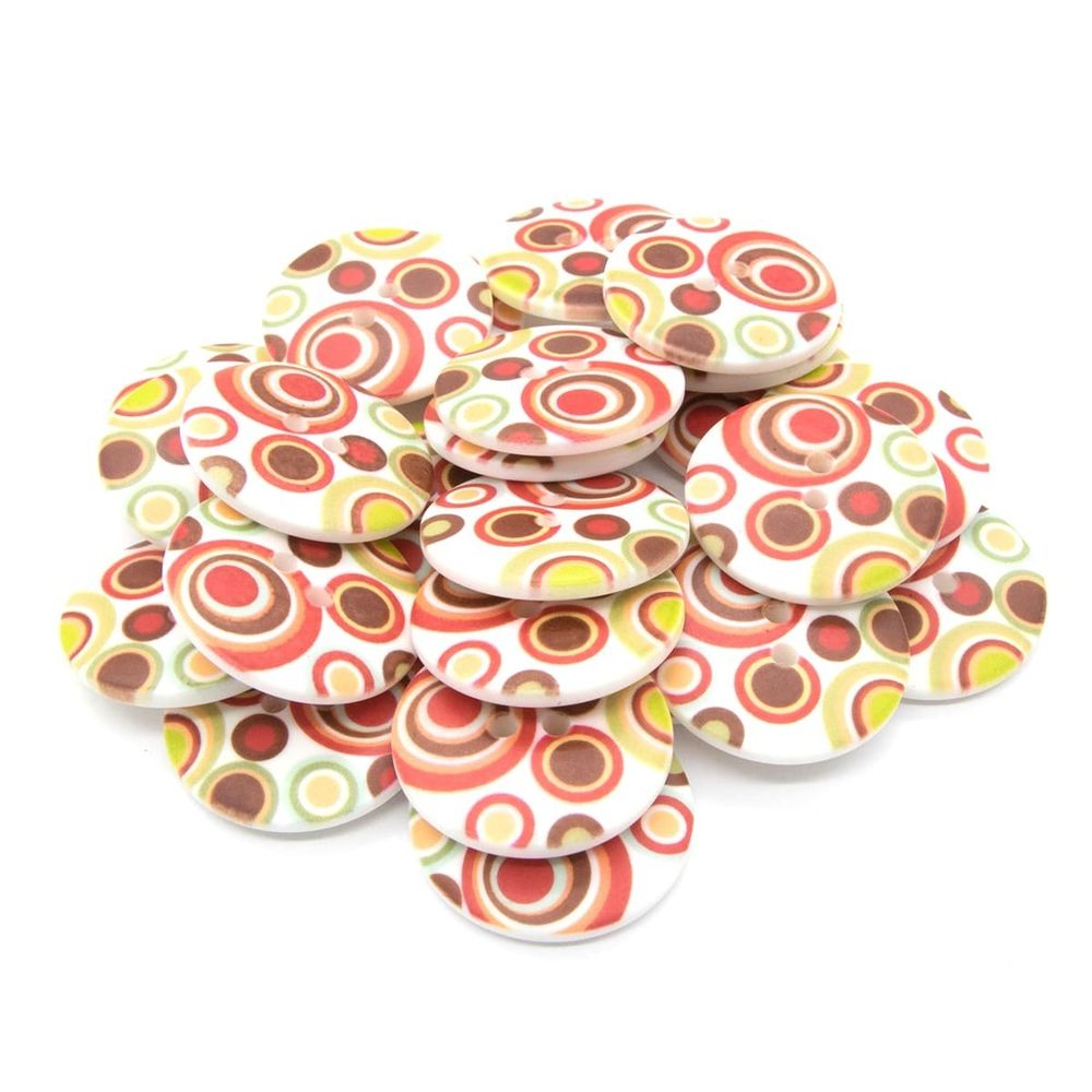 Пуговицы 2 прокола 40L, (col.B (красный)), 36 шт