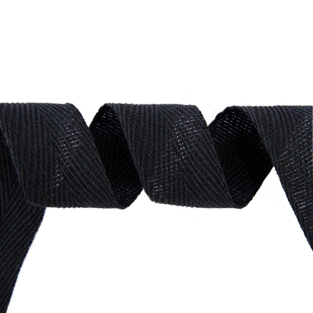 Тесьма (лента) киперная (100% х/б) 25 мм / 50 метров, черный, Gamma ЛКЭ (25чх/25хх-50) цв